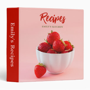 Red Strawberries On Pink Photo Food Recipes Binder