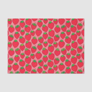 Red Strawberries on Pink Tissue Paper
