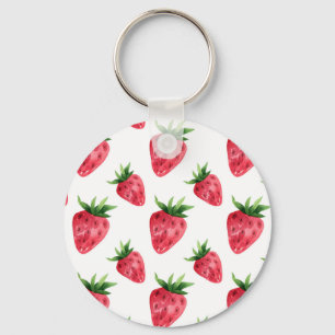 Red Strawberries Pattern Keychain