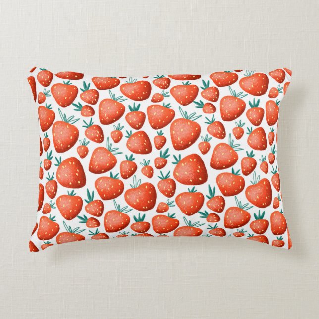 Red strawberries seamless pattern accent pillow (Front)