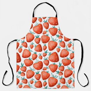 Red strawberries seamless pattern apron