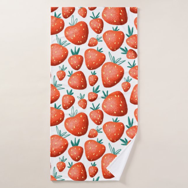 Red strawberries seamless pattern bath towel (Bath Towel)