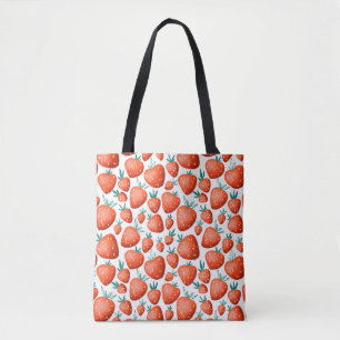 Red strawberries seamless pattern tote bag