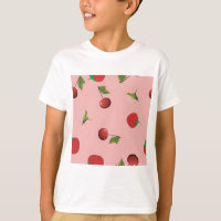 Red Strawberry and Cherry Pattern Pink Fruit