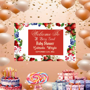 Red Strawberry Baby Shower   Blue Berry Sweet Cute Banner