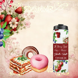 Red Strawberry Baby Shower | Blue Berry Sweet Cute Thermal Tumbler