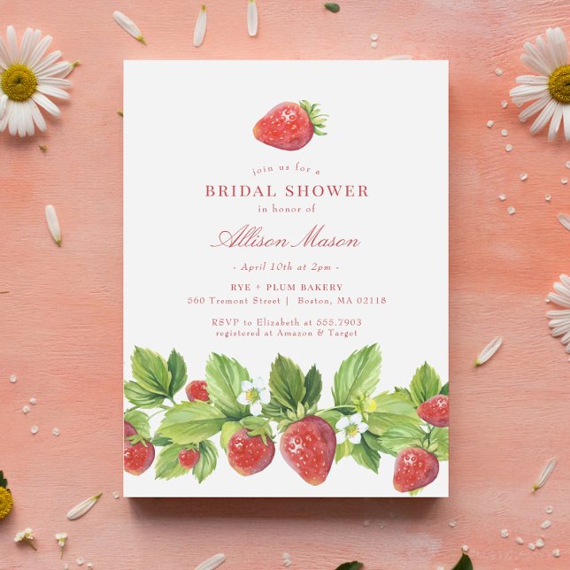 Red Strawberry Berry Bridal Shower Invitation (Creator Uploaded)