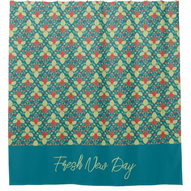 Red Strawberry fruit and pink blossoms (Front)