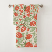 Red strawberry & green leaves pattern