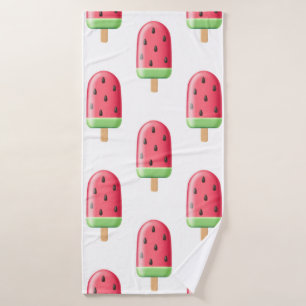 Red Strawberry Ice Cream Pattern Bath Towel