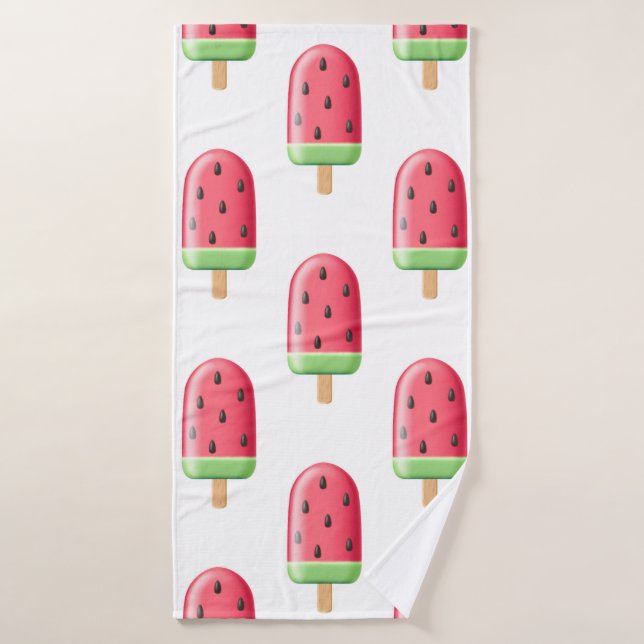 Red Strawberry Ice Cream Pattern Bath Towel (Bath Towel)