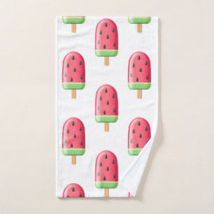 Red Strawberry Ice Cream Pattern Hand Towel