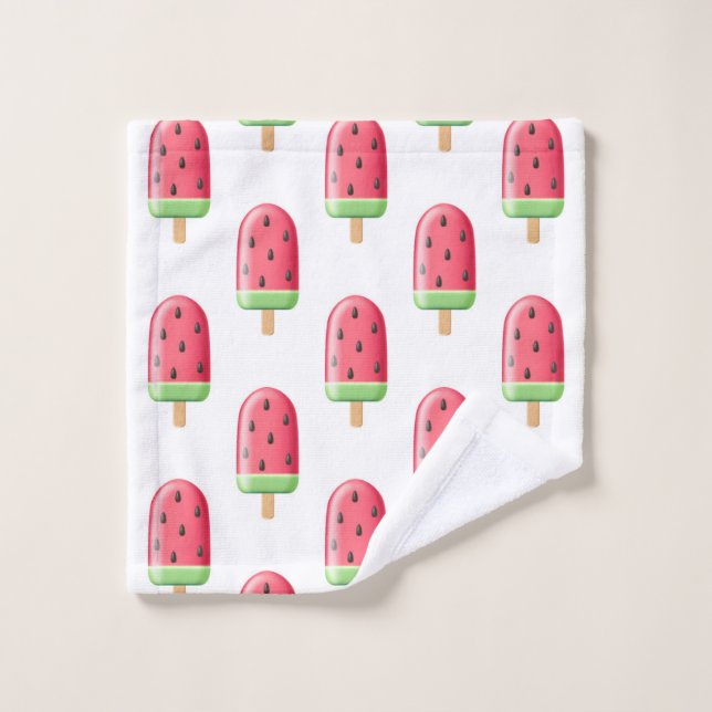 Red Strawberry Ice Cream Pattern Wash Cloth (Wash Cloth)