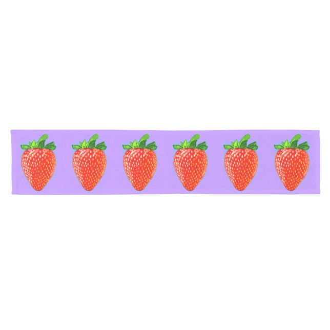 Red Strawberry in Pop Art Style   Short Table Runner (Horizontal)