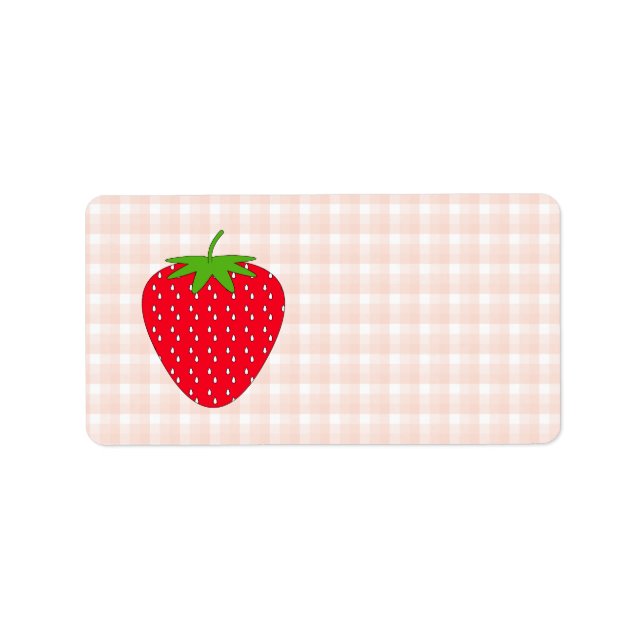 Red Strawberry on Gingham Check. Label (Front)