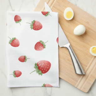 Red Strawberry Pattern Kitchen Towel
