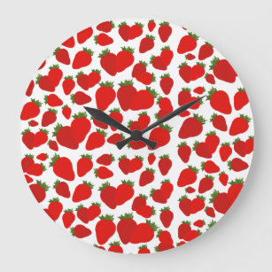 Red Strawberry Pattern  Large Clock