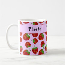 Red Strawberry Pattern Pink Custom Name