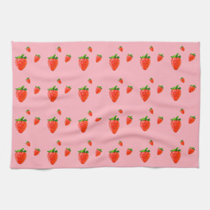 Red Strawberry Pattern Pink Party  Kitchen Towel