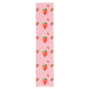 Red Strawberry Pattern Pink Party   Short Table Runner