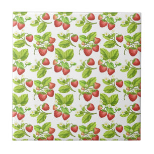 Red Strawberry Pattern  Tile