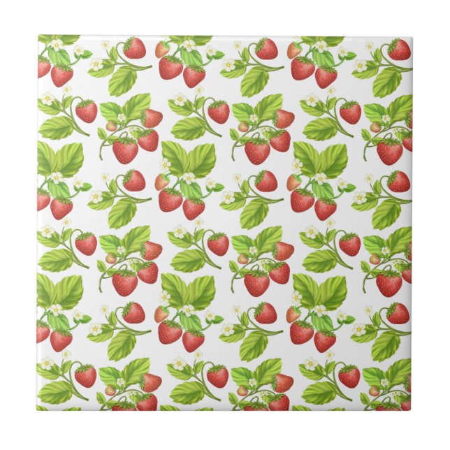 Red Strawberry Pattern  Tile (Front)