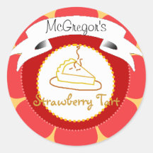 Red strawberry pie label