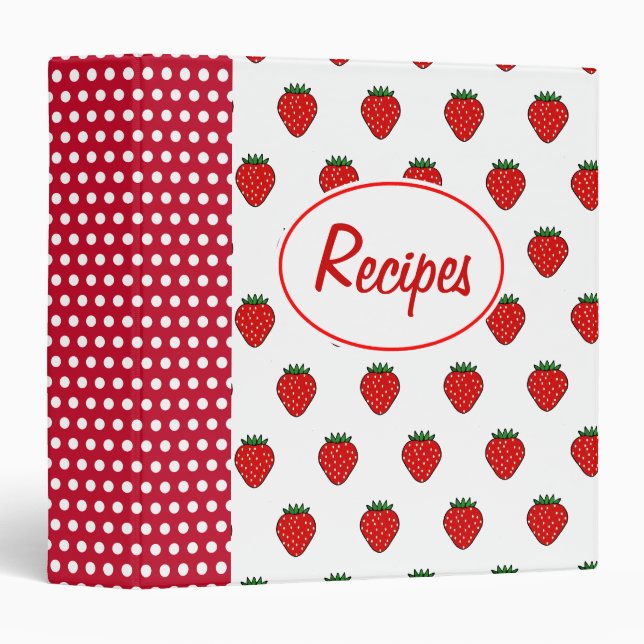 Red Strawberry Recipe Organizer Binder Gift (Front/Spine)