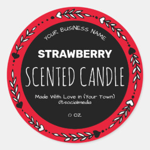 Red Strawberry Scented Product Labels