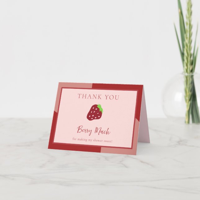 Red Strawberry Thank You Card  Berry Thank You (Front)