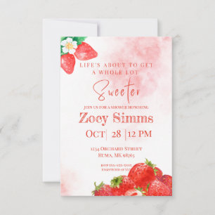 Red Strawberry Themed Shower Invite