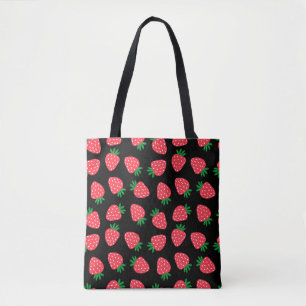 red strawberry tote bag