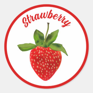 Red Strawberry with Editable Text Classic Round Sticker