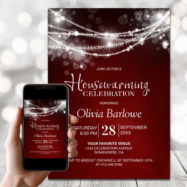 Red String Lights Housewarming Party Invitation (Creator Uploaded)