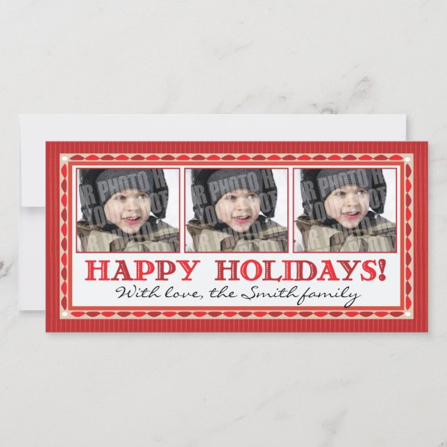 Red stripe 3 photo card (Front)