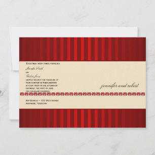 Red Stripe and Ivory Band Ruby Wedding Invitation