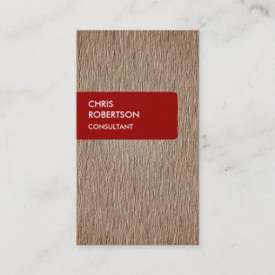 Red Stripe Beige Wood Effect Charm Business Card