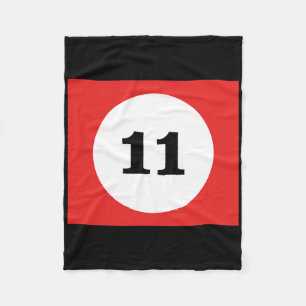 Red Stripe Billiards Pool Ball #11 Matching Group Fleece Blanket