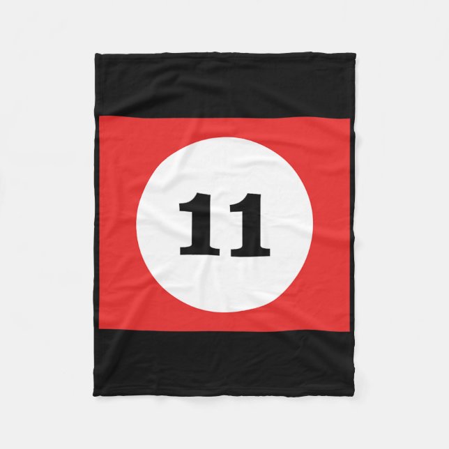 Red Stripe Billiards Pool Ball #11 Matching Group  Fleece Blanket (Front)