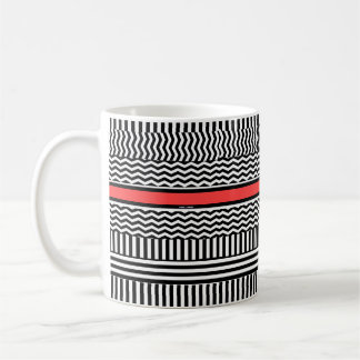Red Stripe Black And White  Coffee Mug