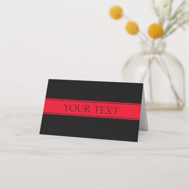 Red Stripe & Black Background or DIY Place Card (Front)
