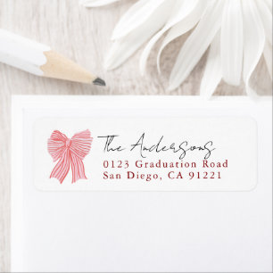 Red Stripe Bow Ribbon Return Address