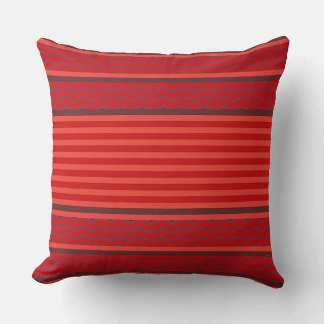 Red Stripe Chevron  Throw Pillow (Front)