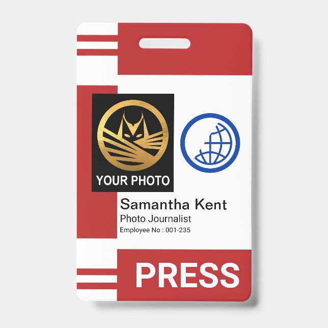 Red Stripe Columns Special Photo Frame Press ID Badge (Front)