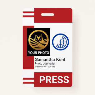 Red Stripe Columns Special Photo Frame Press ID Badge