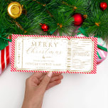 Red Stripe Concert Ticket Gift Voucher Card<br><div class="desc">This fake Christmas concert gift voucher design features a stripe design. All of the text is fully editable. For more advanced customization of this design,  simply select the "Customize It" button above.</div>