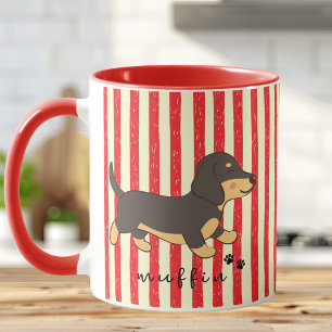 Red Stripe Dachshund Illustration Mug