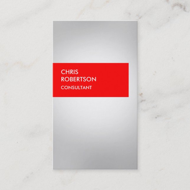 Red Stripe Grey Attractive Business Card (Front)