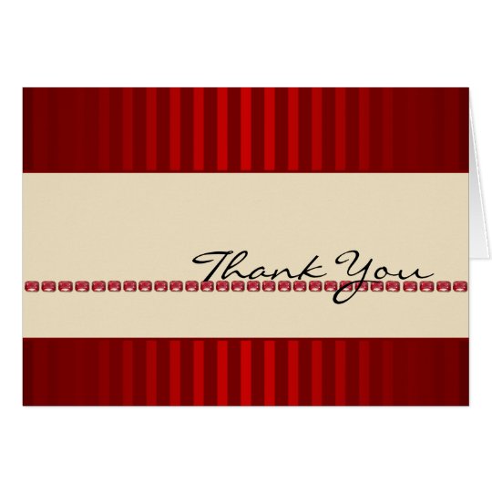 Red Stripe Ivory Band with Rubies Thank You card