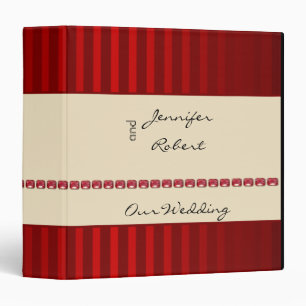 Red Stripe Ivory Band with Rubies Wedding Binder